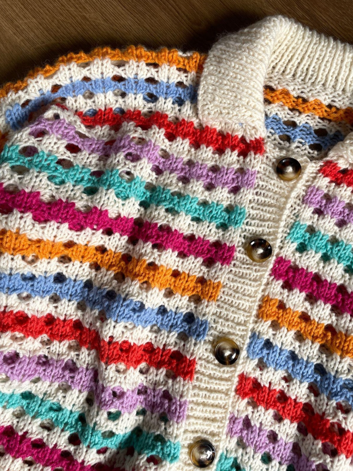 Easy Hole Structure Polo Cardigan