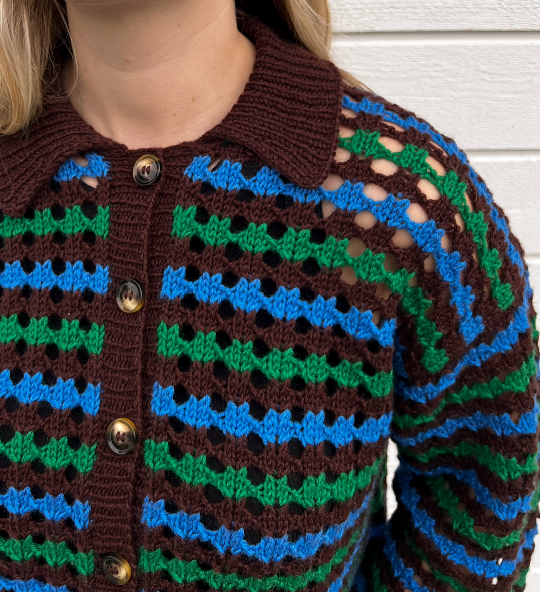 Easy Hole Structure Polo Cardigan