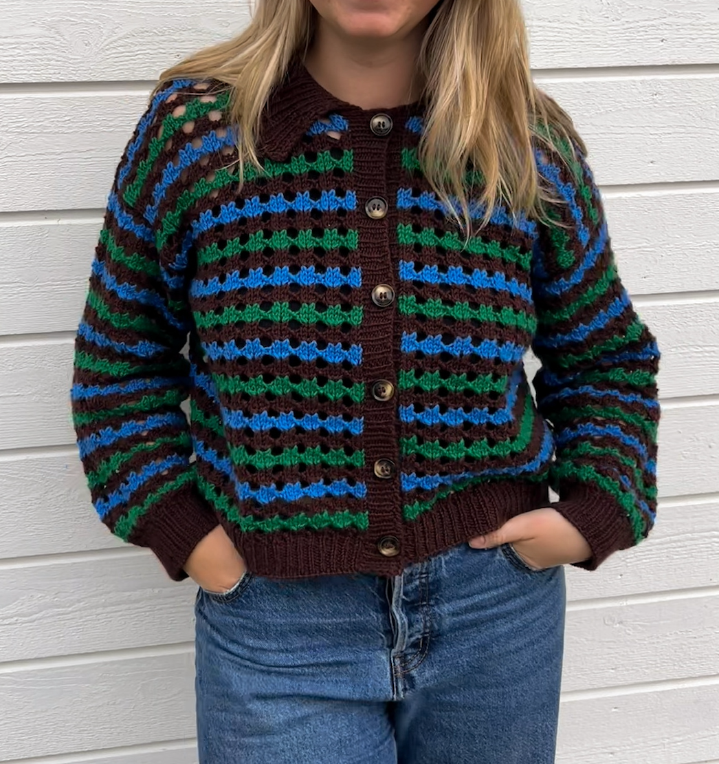 Easy Hole Structure Polo Cardigan