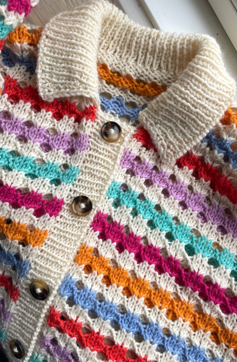 Easy Hole Structure Polo Cardigan