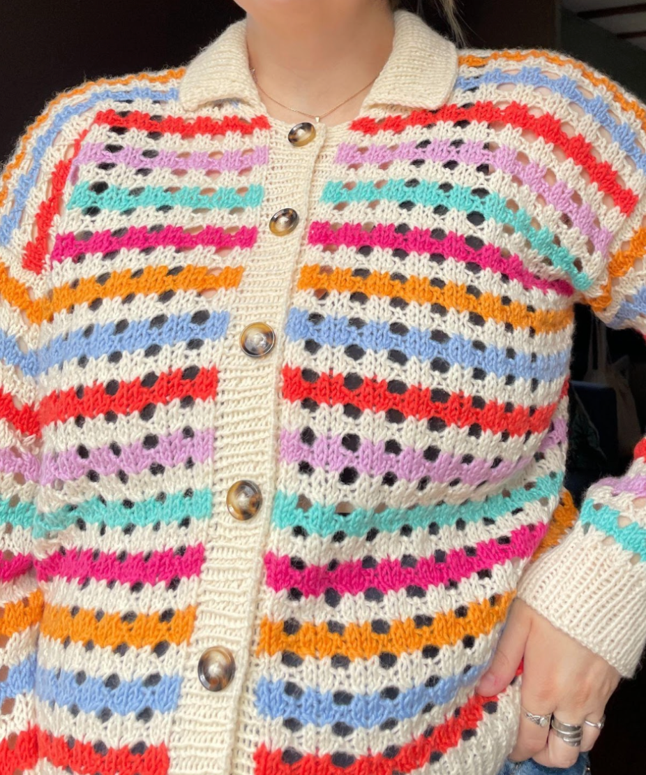 Easy Hole Structure Polo Cardigan