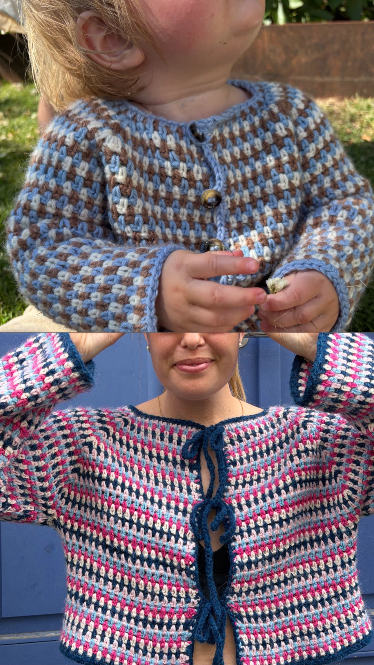 Ultra Easy Moss Stitch Cardigan Woman and Baby - Crochet