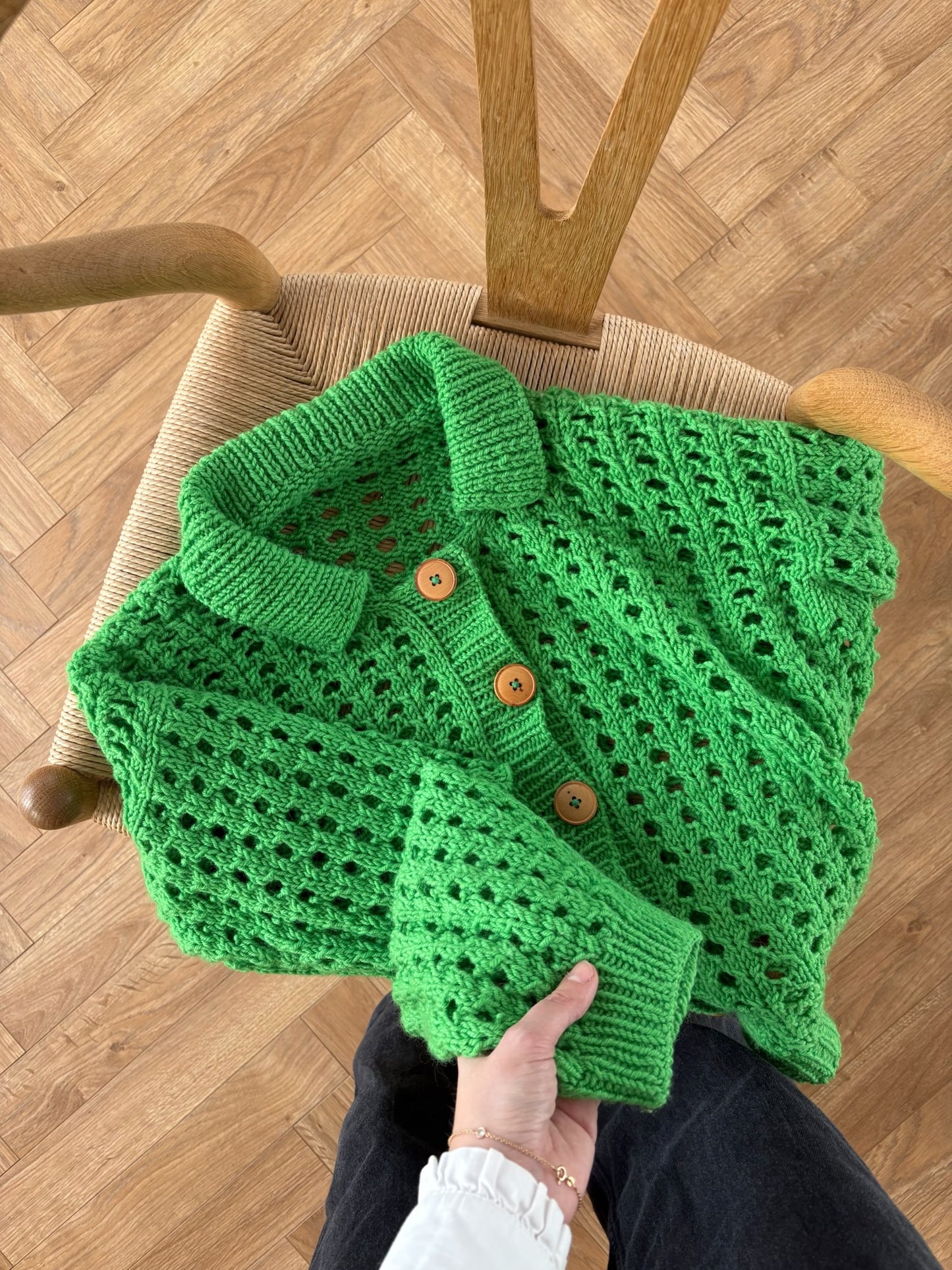 Easy Hole Structure Polo Cardigan