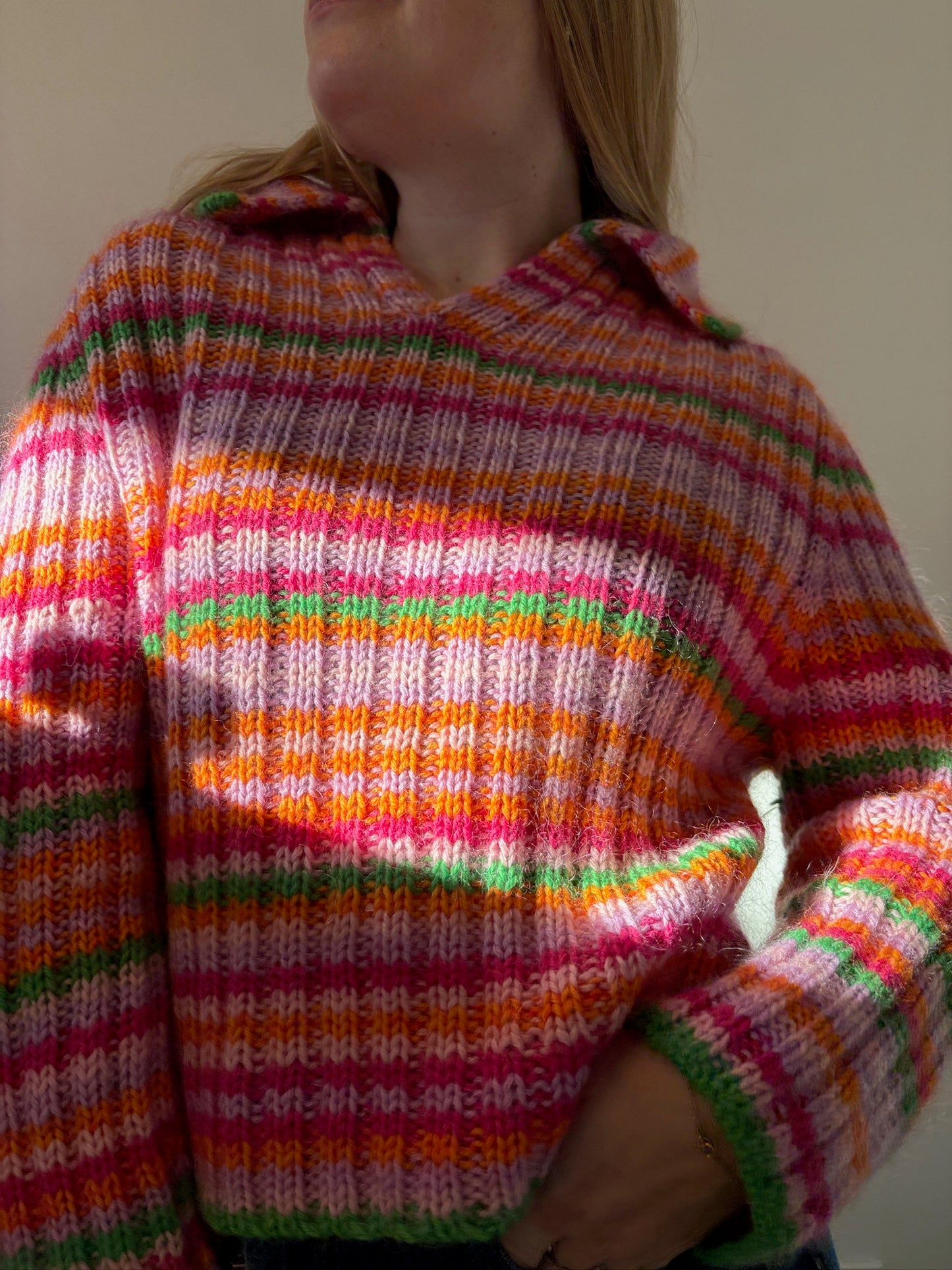 Easy Wide Rib Polo Sweater