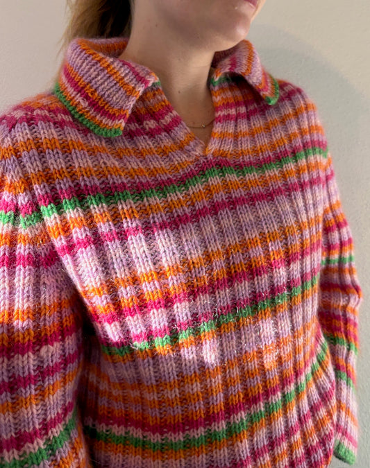 Easy Wide Rib Polo Sweater